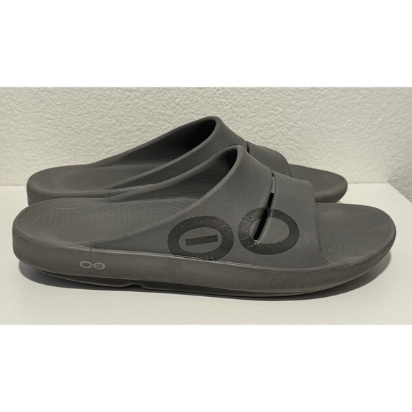 OOFOS OOahh Recovery Slip On Sandals Unisex Mens Sz 11 Womens Sz 13 Gray GUC main image 8